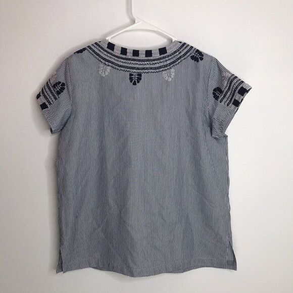 Womens Pullover Tunic Embroidered Gray Blue/Black Shirt Blouse See Measurements - Picture 6 of 12